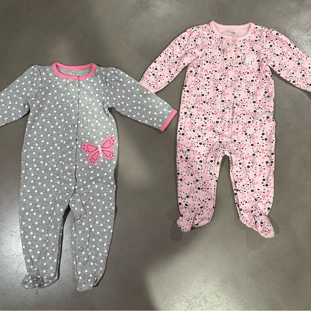 Simple Gray Onesie with Pink Trim